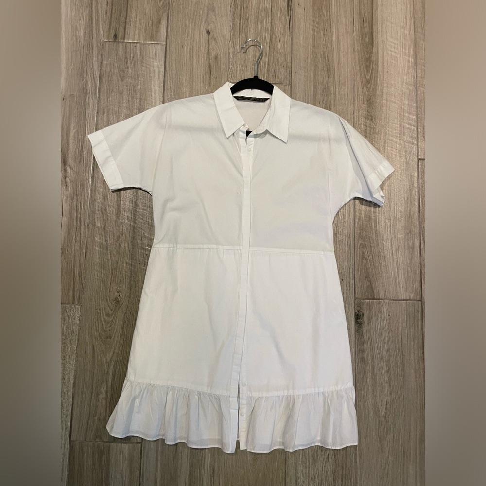 ZARA white mini Oxford dress or cover up - Picture 1 of 2